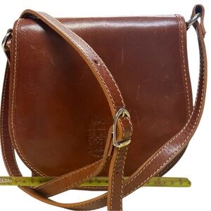 Romiti of Florence Italy handcrafted fine leather crossbody shoulder bag cognac